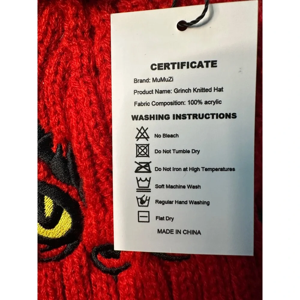 NWT The Grinch Kids Beanie Hat‎ Winter Toboggan Christmas Dr. Seuss Green Red